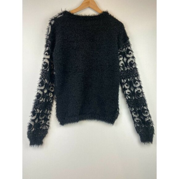 Celsius Premium Women's Eyelash Fuzzy Pullover Black Sweater Size M - Picture 2 of 10